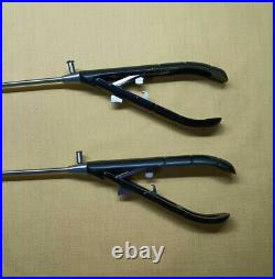 2pc Laparoscopic SS Needle Holder Curved Jaw Right Hand Black Handle Instruments