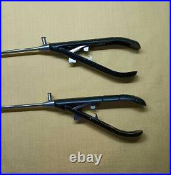 2pc Laparoscopic SS Needle Holder Curved Jaw Right Hand Black Handle Instruments