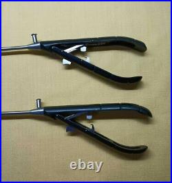 2pc Laparoscopic SS Needle Holder Curved Jaw Right Hand Black Handle Instruments