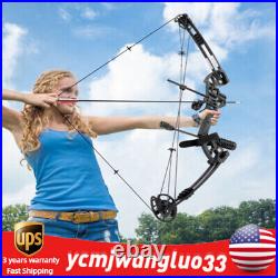 30-55lbs Compound Bow Kit with 12 Arrows Right Hand Archery Hunting Set Black