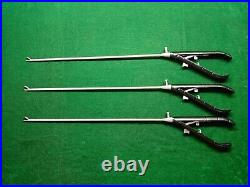 3pc Laparoscopic SS Needle Holder Curved Jaw Right Hand Black 5mm Instruments