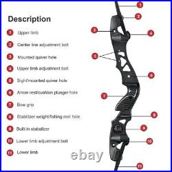 Archery 62 Takedown ILF Recurve Bow for Right Hand Hunting Target Competition