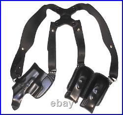Beretta APX Compact Leather Gun Holster Right Hand Black Shoulder Rig Horizontal