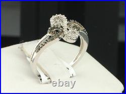 Black Diamond White Gold Designer Fashion Band Right Hand Cocktail Ring 0.19 Ct