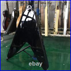 Black Special V Electric Guitar Solid Body 2H White Pickguard Free Shipping
