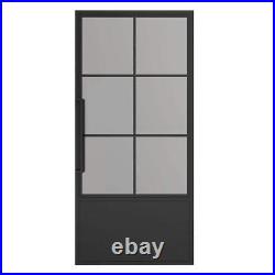 CALHOME Door With Handle 36x84 Right-Hand 6 Lite Frost Glass Steel Single Black