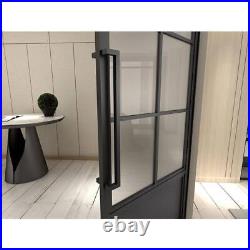 CALHOME Door With Handle 36x84 Right-Hand 6 Lite Frost Glass Steel Single Black