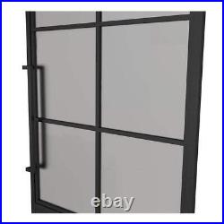 CALHOME Door With Handle 36x84 Right-Hand 6 Lite Frost Glass Steel Single Black