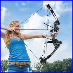 Compound Bow Kit with 12 Arrows Right Hand Archery Hunting Set Black 30-55lbs