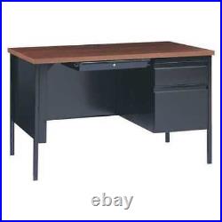 Hirsh 20437 Office Desk, Right Hand Pedestal, 48W X 30D, Black/Walnut