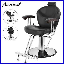 Hydraulic Left+Right Hand Levers Black Recline Barber Chair Beauty Salon Styling