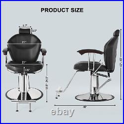 Hydraulic Left+Right Hand Levers Black Recline Barber Chair Beauty Salon Styling