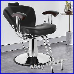 Hydraulic Left+Right Hand Levers Black Recline Barber Chair Beauty Salon Styling