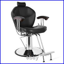 Hydraulic Left+Right Hand Levers Black Recline Barber Chair Beauty Salon Styling