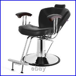 Hydraulic Left+Right Hand Levers Black Recline Barber Chair Beauty Salon Styling