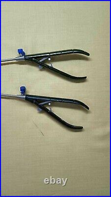 Laparoscopic Needle Holder Curved Jaw Right Hand Black Handle Aluminum Material