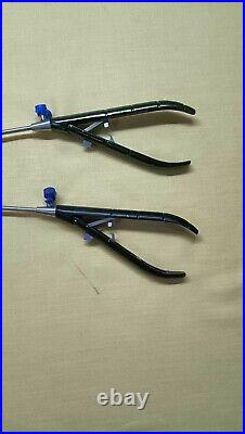 Laparoscopic Needle Holder Curved Jaw Right Hand Black Handle Aluminum Material