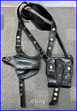 Leather Shoulder Holster Right Hand Black 9MM Glock Fits Similar Handguns READ