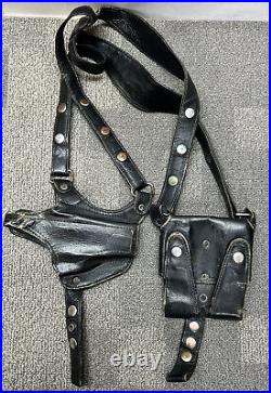 Leather Shoulder Holster Right Hand Black 9MM Glock Fits Similar Handguns READ