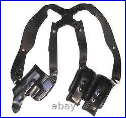 S&W Equalizer Leather Gun Holster Right Hand Black Shoulder Rig Horizontal