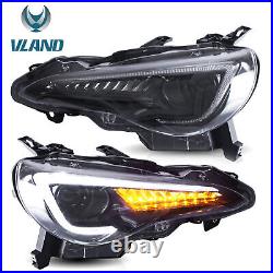 VLAND Headlights For Toyota 86 Subaru BRZ Scion FR-S Sequential Indicator LH+RH