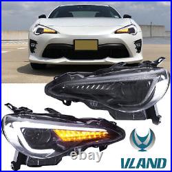 VLAND Headlights For Toyota 86 Subaru BRZ Scion FR-S Sequential Indicator LH+RH