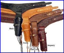 WESTERN COWBOY STYLE Genuine Cowhide Leather SINGLE HOLSTER PISTOL CASE BELT New